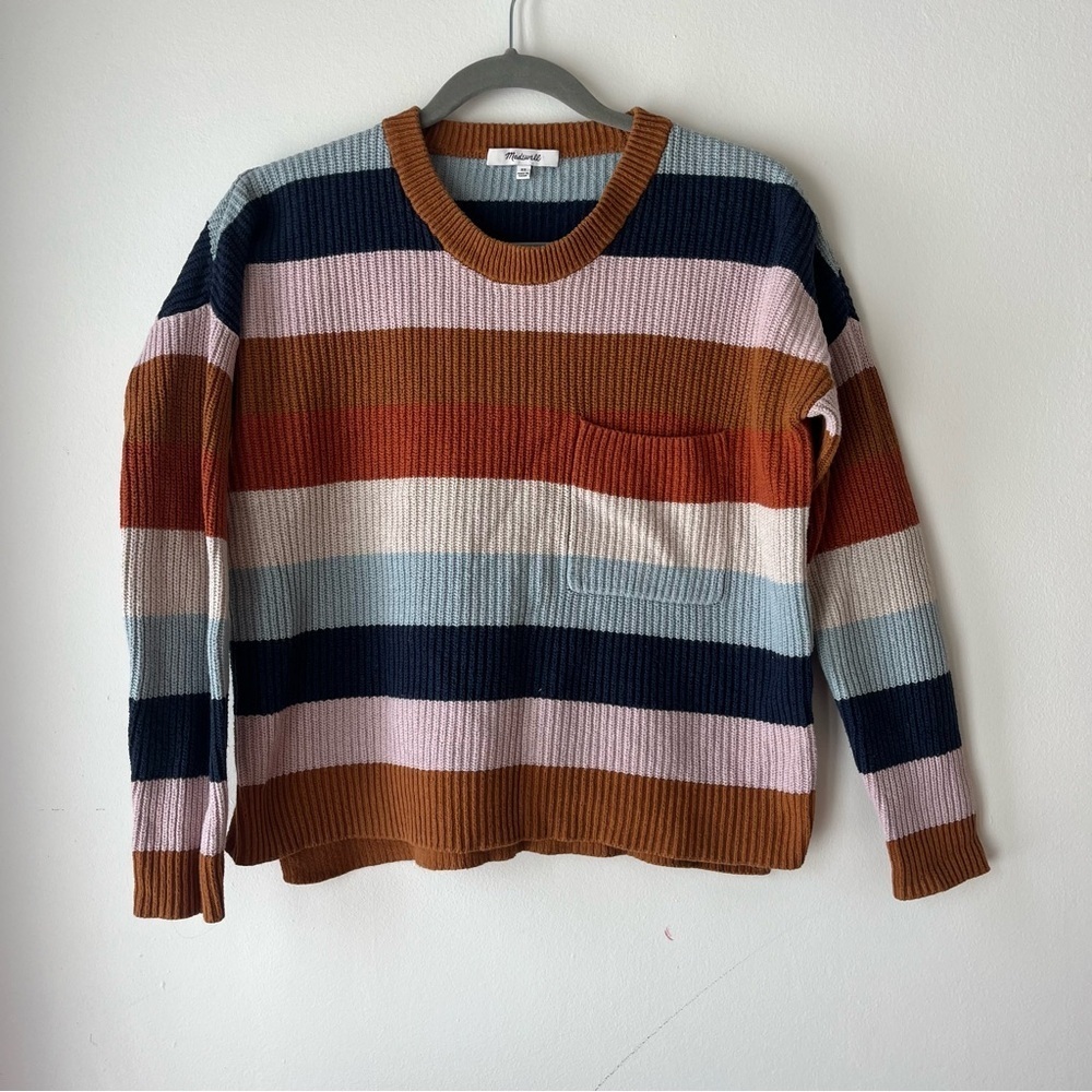 Madewell Striped Ribbed Knit Sweater women’s XS | Multicolor Block Pullover
